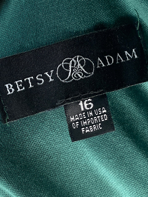 Vestido De Fiesta Betsy & Adam Brillo Maxi Azul - Talla 16
