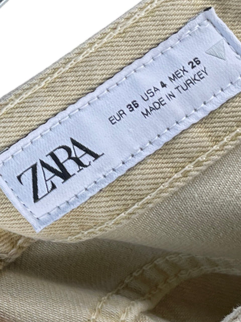 Jean Zara Bota Ancha Beige - Talla 36