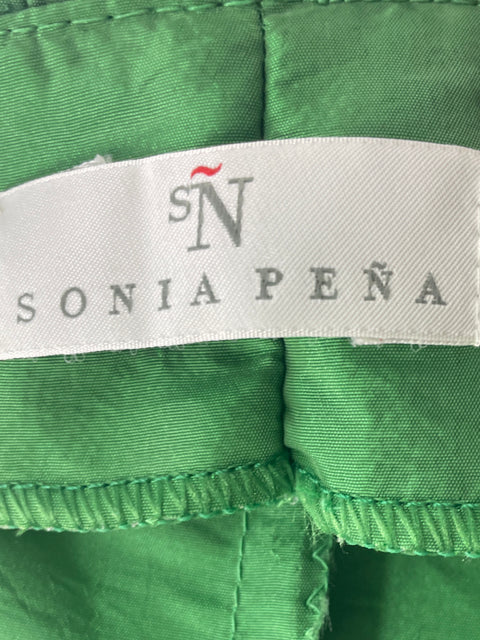 Blusa Sonia Peña Liso Ruchas Fajon Verde - Talla 42