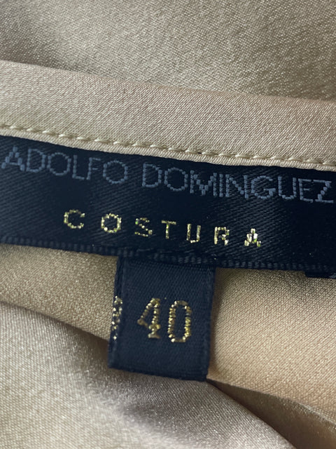 Blusa Adolfo Dominguez Liso Satinado Beige - Talla 40