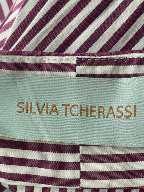 Blusa Silvia Tcherassi Rayas Cruzado Amarrado Marrón - Talla S