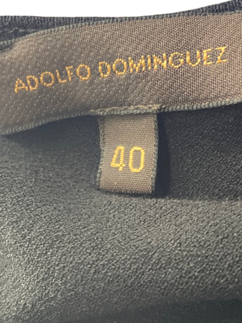 Blusa Adolfo Dominguez Liso Bicolor Plisado Azul - Talla 40