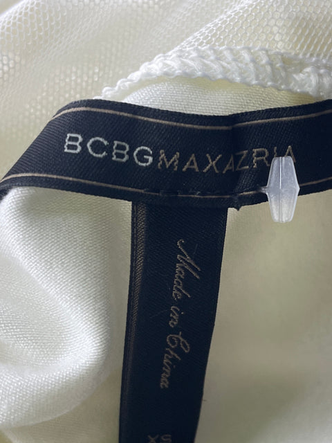 Blusa Bcbg Liso Plisado Manga larga Blanco - Talla XS