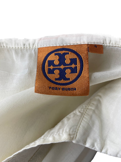 Blusa Tory Burch Liso Cuello v Manga larga Beige - Talla 4