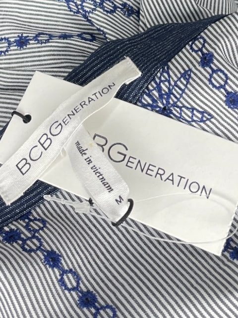 Vestido Bcbg Camisero Bordado Azul - Talla M