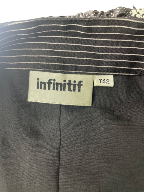 Conjunto Infinitif Rayas Estampado Ajustado Negro - Talla 42
