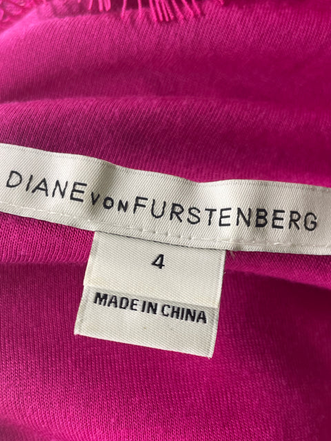 Vestido Diane Von Furstenberg Tejido Sin mangas Suelto Rosado - Talla 4
