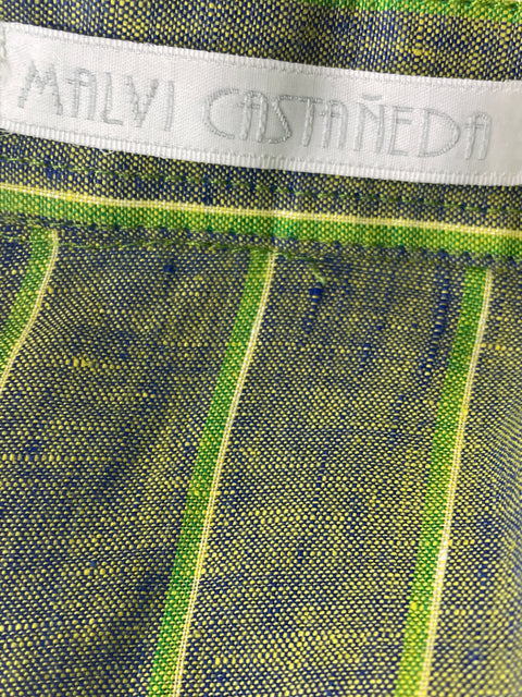Vestido Malvi Castañeda Rayas Botones Maxi Verde - Talla 10