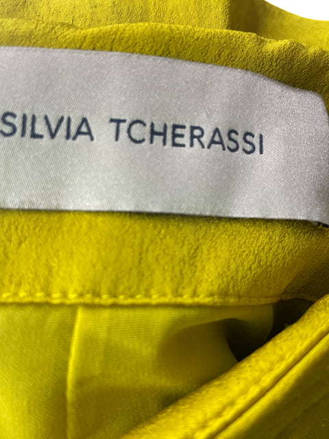 Pantalón Silvia Tcherassi Liso Palazo Nudo Amarillo - Talla M