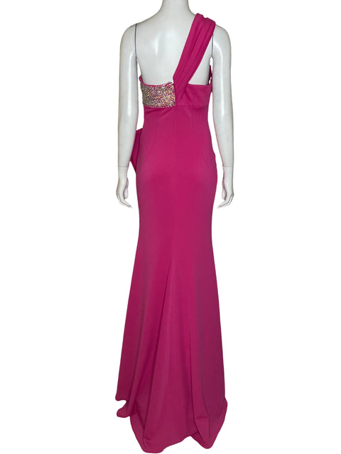 Vestido De Fiesta Jovani Detalles De Pedrería Asimétrico Rosado - Talla 4