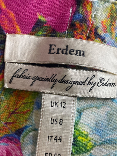 Vestido Erdem Estampado Floral Tiras Rosado - Talla 8