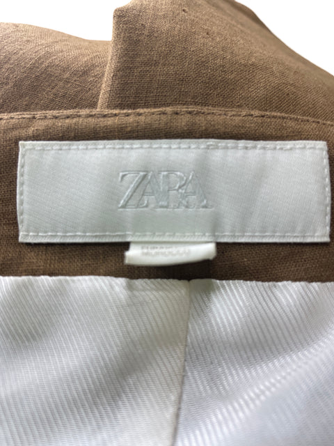 Blusa Zara Tiras Botones Cordon Marrón - Talla XS