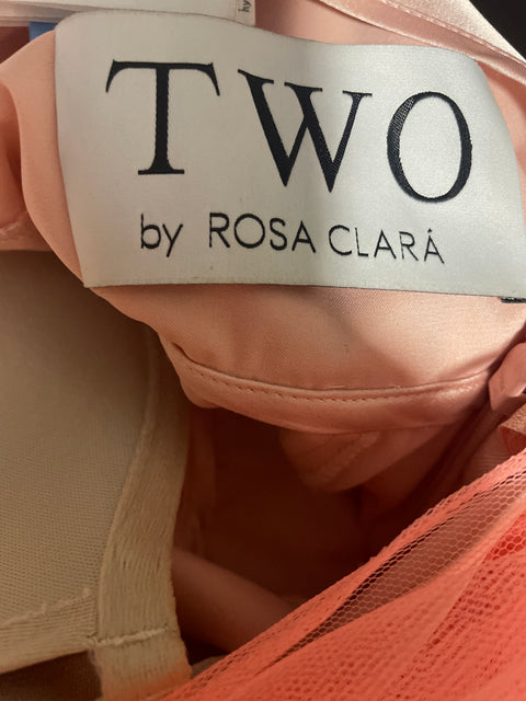 Vestido Two By Rosa Clara Pedreria Chal Transparente Rosado - Talla 6