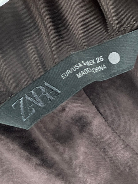 Falda Zara Lentejuelas Midi Marrón - Talla S
