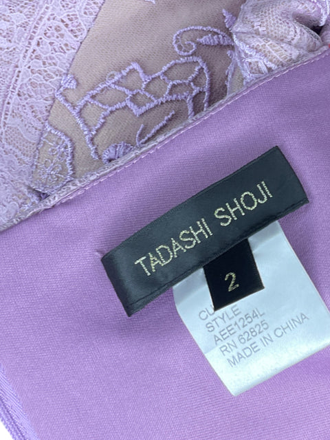 Vestido Tadashi Shoji Encaje Morado - Talla 2