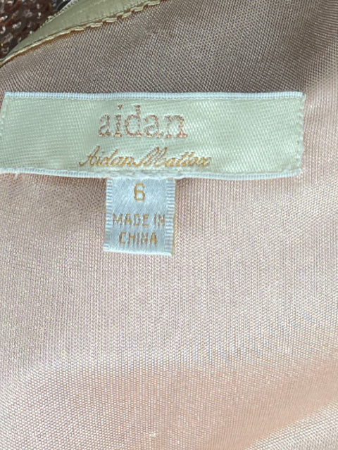 Vestido Aidan Mattox Lentejuelas One shoulder Beige - Talla 6