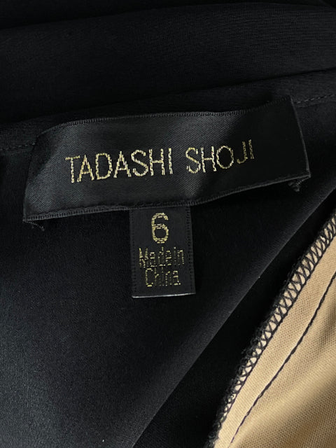 Vestido Tadashi Shoji Maxi Manga larga Negro - Talla 6