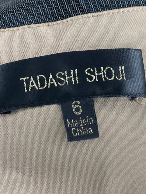 Vestido Tadashi Shoji Bordado Azul - Talla 6