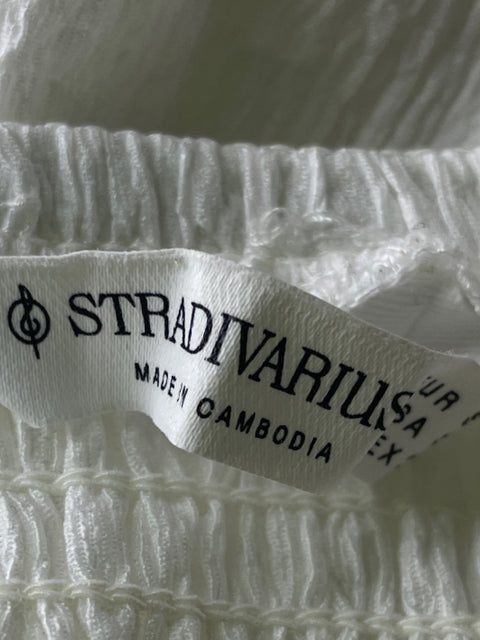 Blusa Stradivarius Tiras Tejido Blanco - Talla S