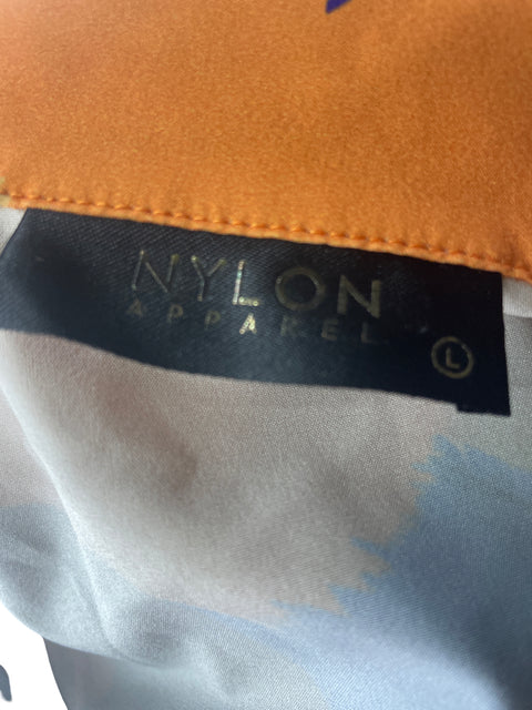 Vestido Nylon Botones Estampado Rosado - Talla L