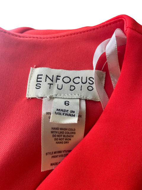 Vestido Enfocus Studio Ajustado Cuello v Sin mangas Naranja - Talla 6