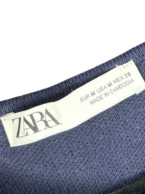 Chaleco Zara Botones Plateados Azul - Talla M