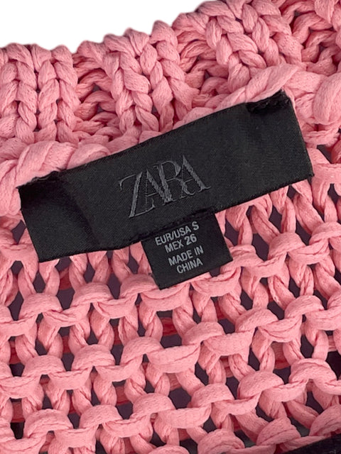 Chaleco Zara Botones Florales Rosado - Talla S