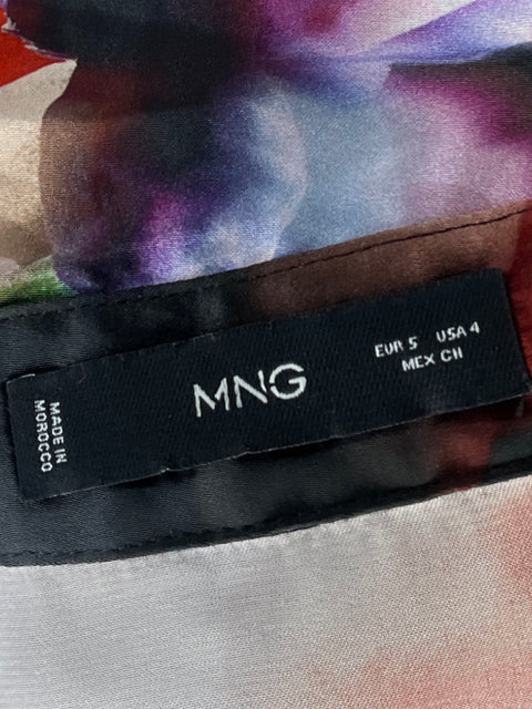 Camisa Mango Floral Satinada Negro - Talla 4
