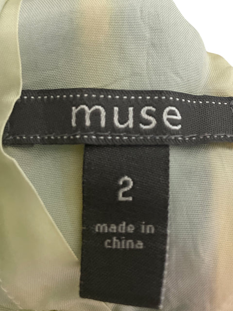 Vestido Muse Rayas Plisado Sin mangas Azul - Talla 2
