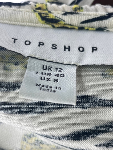 Blusa Topshop Animal print Cuello v Estampado Negro - Talla 12