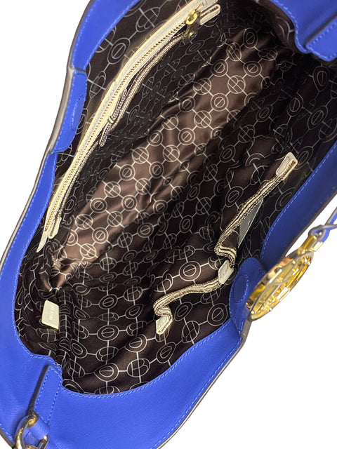 Cartera Henri Bendel West 57th Crossbody Hobo Texturizado Azul - Talla U