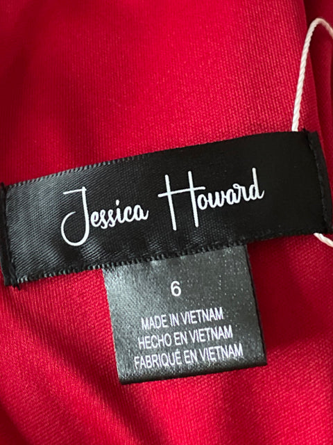 Vestido Jessica Howard Maxi Piedras Rojo - Talla 6