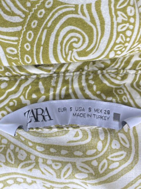 Vestido Zara Camisero Estampado Verde - Talla S