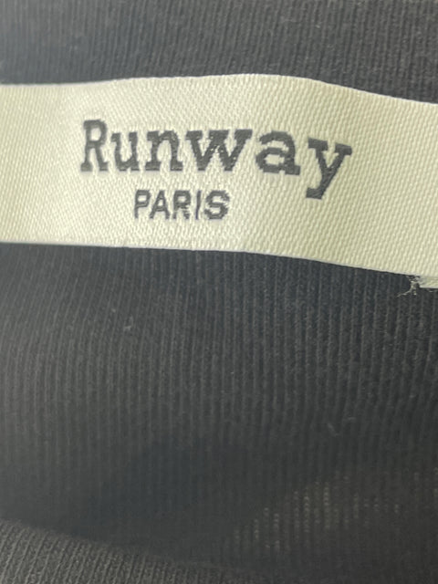 Blusa Runway Pedreria Cuello redondo Manga corta Negro - Talla S