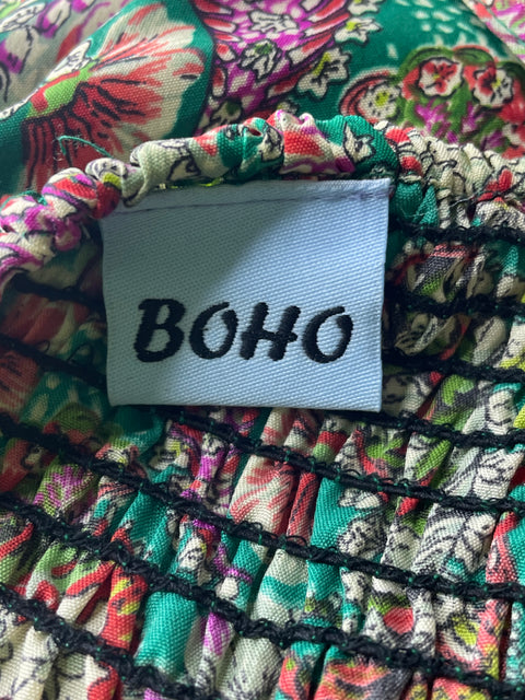 Vestido Boho Tiras Estampado Verde - Talla S