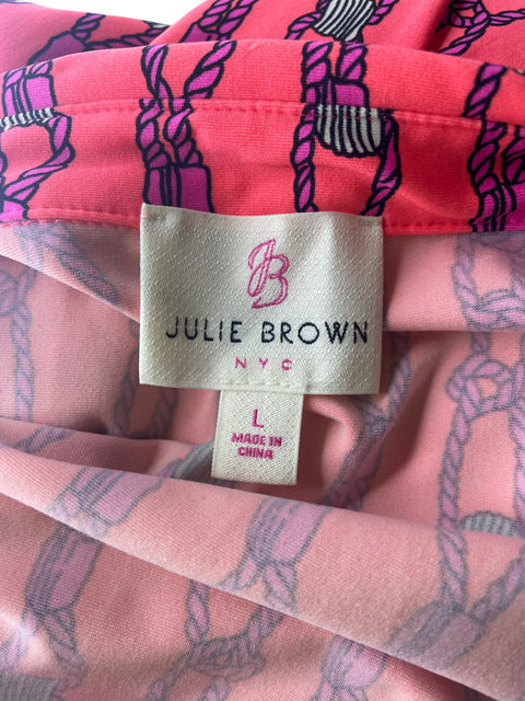 Vestido Julie Brown Midi Cruzado Cadenas Naranja - Talla L