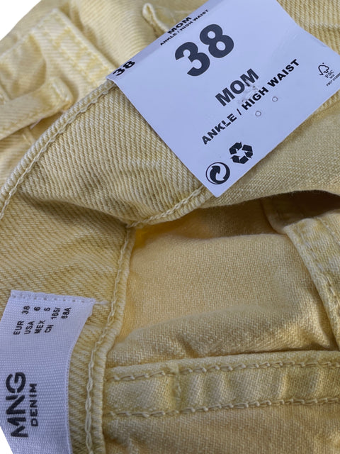 Pantalón Mango Mom High-waist Amarillo - Talla 6