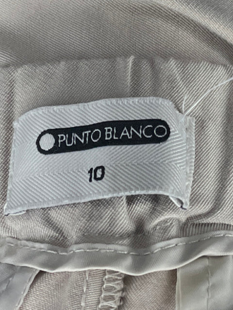 Pantalón Punto Blanco Wide-leg Beige - Talla 10