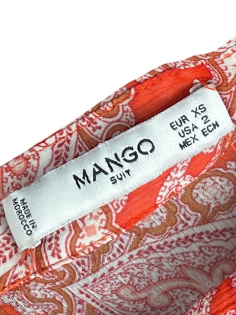 Blusa Mango Estampado Naranja - Talla XS