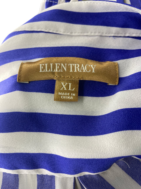 Blusa Ellen Tracy Rayas Cuello v Azul - Talla XL
