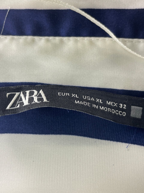 Blusa Zara Rayas Cuello v Azul - Talla XL