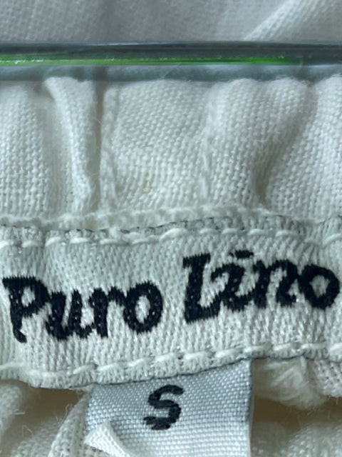 Pantalón Puro Lino Palazo Transparente Blanco - Talla S
