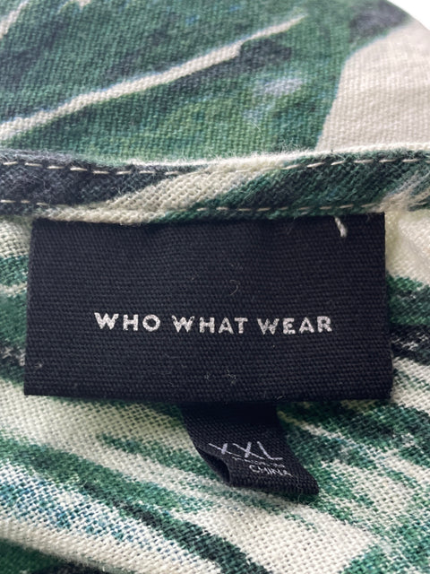 Vestido Who What Wear Estampado Ruchas Verde - Talla XXL