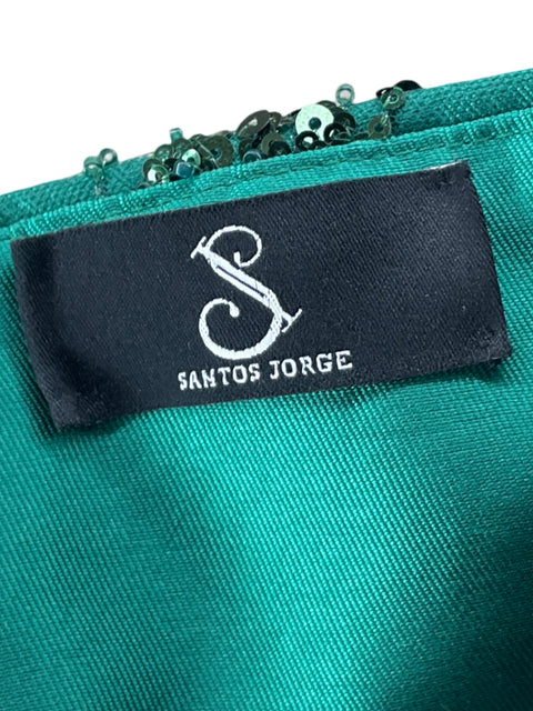 Vestido De Fiesta Santos Jorge Lentejuelas Verde - Talla S