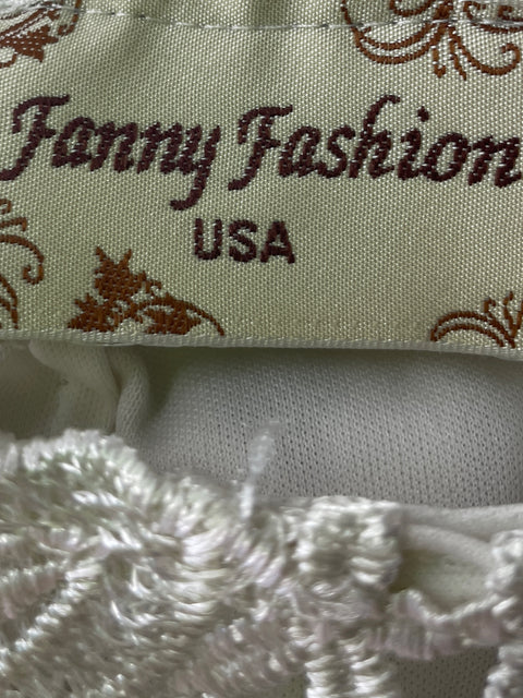 Vestido Fanny Fashion Tejido Troquelado Sin mangas Blanco - Talla S