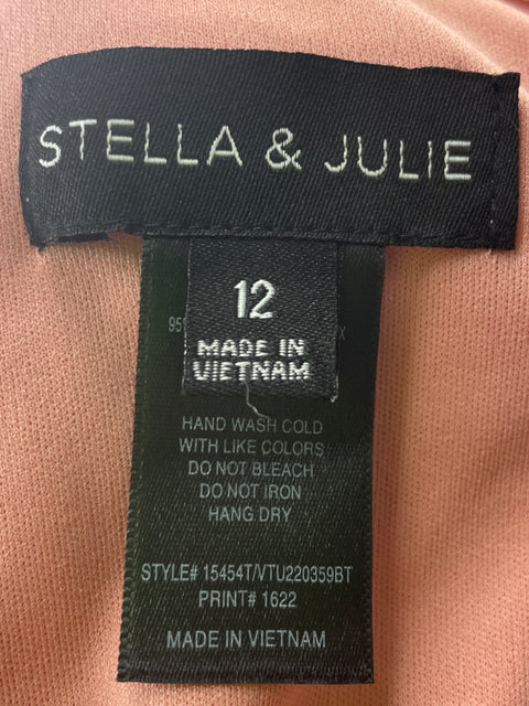 Vestido Stella & Julie Transparente Manga corta Suelto Rosado - Talla 12