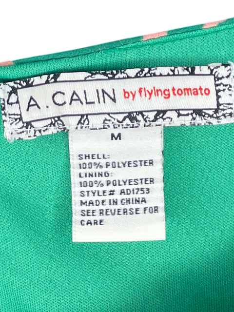 Vestido A. Calin By Flying Tomato Estampado Floral Verde - Talla M