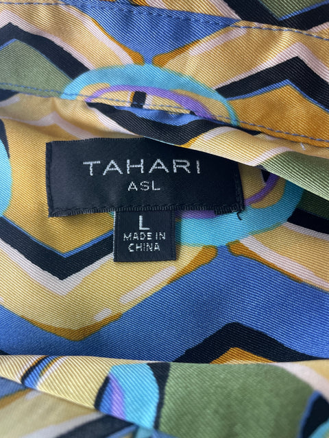 Conjunto Tahari Estampado Cadenas Pantalón/blusa Azul - Talla L