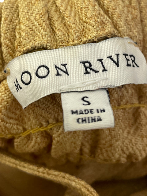 Top Moon River Crop Tiras Cruzado Beige - Talla S