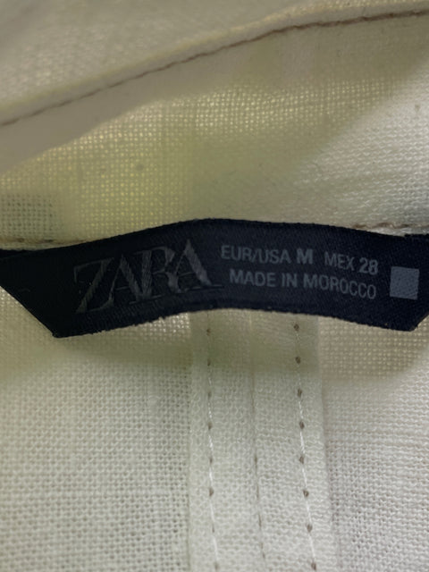 Blusa Zara Cuello v Bolsillo Manga corta Beige - Talla M